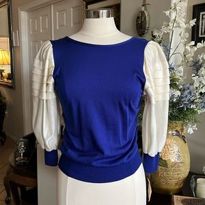 NWT Vintage 80s KITTY HAWK Colorblock Puffy Ruffle Sleeve Top